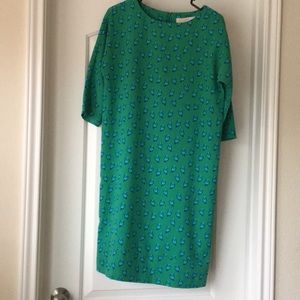 Shift Dress Green with little birds
